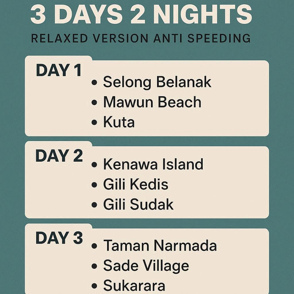 Itinerary Lombok 3 Hari 2 Malam Versi Santai Anti Ngebut | Lombok Permata